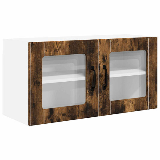 Wall Glass Cabinet PORTO Smoked Oak 80 x 31 x 40 cm Wall Glass Cabinet PORTO Smoked Oak 80 x 31 x 40 cm