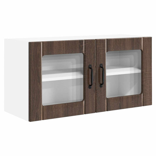 Wall Glass Cabinet PORTO Brown Oak 80 x 31 x 40 cm Wall Glass Cabinet PORTO Brown Oak 80 x 31 x 40 cm