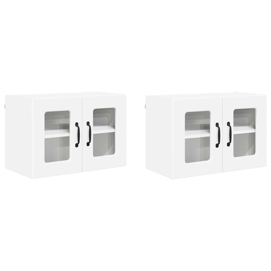 Wall Glass Cabinet PORTO 2 pcs White Engineered Wood Wall Glass Cabinet PORTO 2 pcs White Engineered Wood