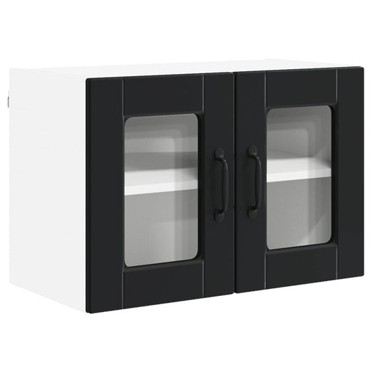 Wall Glass Cabinet PORTO Black 60 x 31 x 40 cm Engineered Wood Wall Glass Cabinet PORTO Black 60 x 31 x 40 cm Engineered Wood
