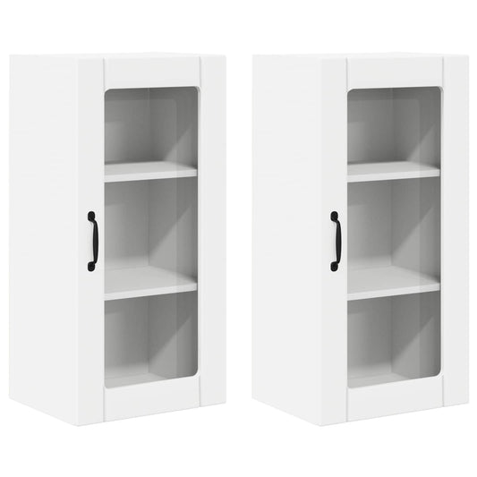 Wall Glass Cabinet PORTO 2 pcs White Engineered Wood Wall Glass Cabinet PORTO 2 pcs White Engineered Wood