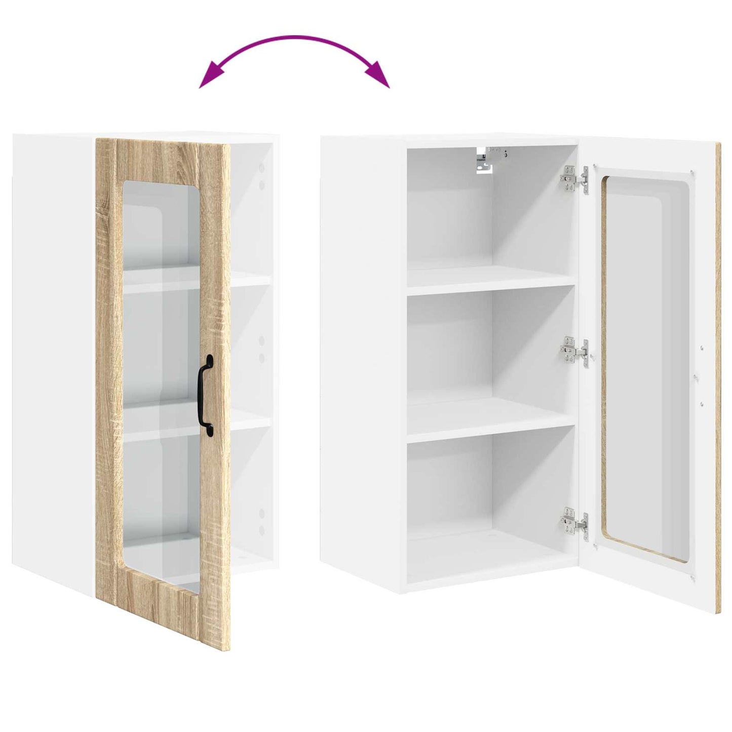 Wall Glass Cabinet PORTO Sonoma Oak 40 x 31 x 80 cm