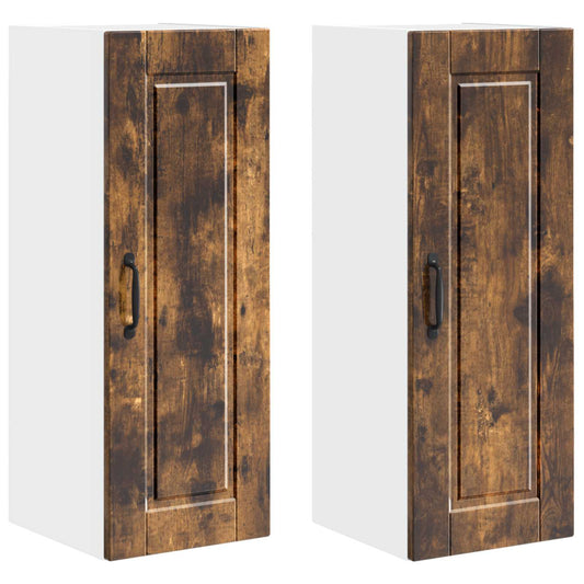 Wall Cabinet PORTO 2 pcs Smoked Oak Engineered Wood Wall Cabinet PORTO 2 pcs Smoked Oak Engineered Wood