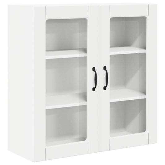 Wall Glass Cabinet PORTO White 80 x 31 x 80 cm Engineered Wood Wall Glass Cabinet PORTO White 80 x 31 x 80 cm Engineered Wood