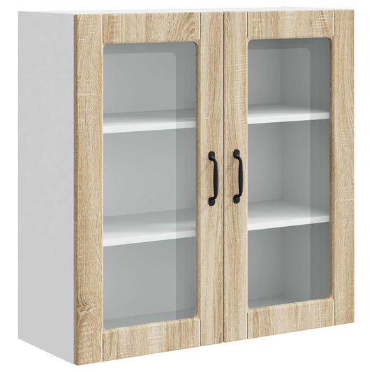 Wall Glass Cabinet PORTO Sonoma Oak 80 x 31 x 80 cm Wall Glass Cabinet PORTO Sonoma Oak 80 x 31 x 80 cm