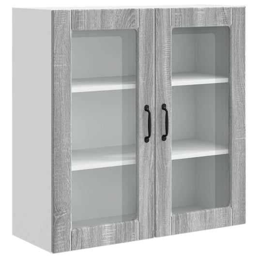 Wall Glass Cabinet PORTO Grey Sonoma 80 x 31 x 80 cm Wall Glass Cabinet PORTO Grey Sonoma 80 x 31 x 80 cm
