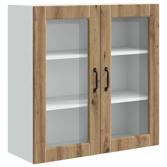 Wall Glass Cabinet PORTO Artisan Oak 80 x 31 x 80 cm Wall Glass Cabinet PORTO Artisan Oak 80 x 31 x 80 cm