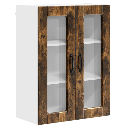 Wall Glass Cabinet PORTO Smoked Oak 60 x 31 x 80 cm Wall Glass Cabinet PORTO Smoked Oak 60 x 31 x 80 cm