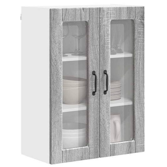 Wall Glass Cabinet PORTO Grey Sonoma 60 x 31 x 80 cm Wall Glass Cabinet PORTO Grey Sonoma 60 x 31 x 80 cm