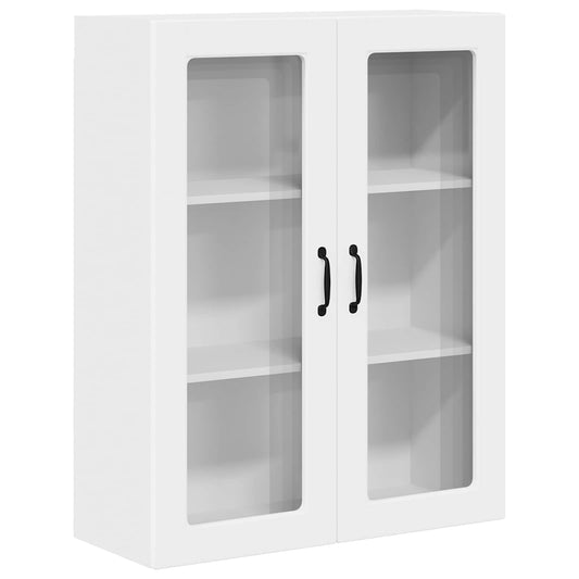 Wall Glass Cabinet PORTO White 80 x 31 x 100 cm Engineered Wood Wall Glass Cabinet PORTO White 80 x 31 x 100 cm Engineered Wood