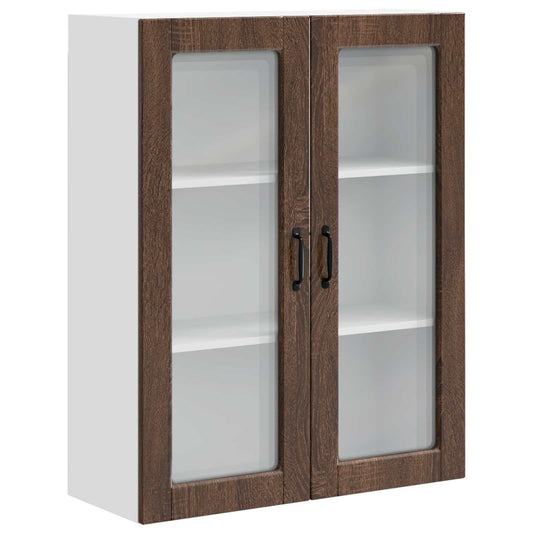 Wall Glass Cabinet PORTO Brown Oak 80 x 31 x 100 cm Wall Glass Cabinet PORTO Brown Oak 80 x 31 x 100 cm
