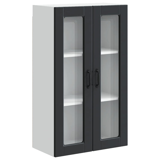 Wall Glass Cabinet PORTO Black 60 x 31 x 100 cm Engineered Wood Wall Glass Cabinet PORTO Black 60 x 31 x 100 cm Engineered Wood