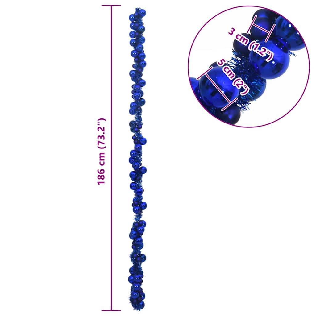 Christmas Ball Garland Blue 186 cm Polystyrene