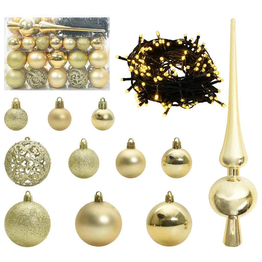 Christmas Bauble Set with 150 LEDs 61 pcs Gold Plastic Christmas Bauble Set with 150 LEDs 61 pcs Gold Plastic