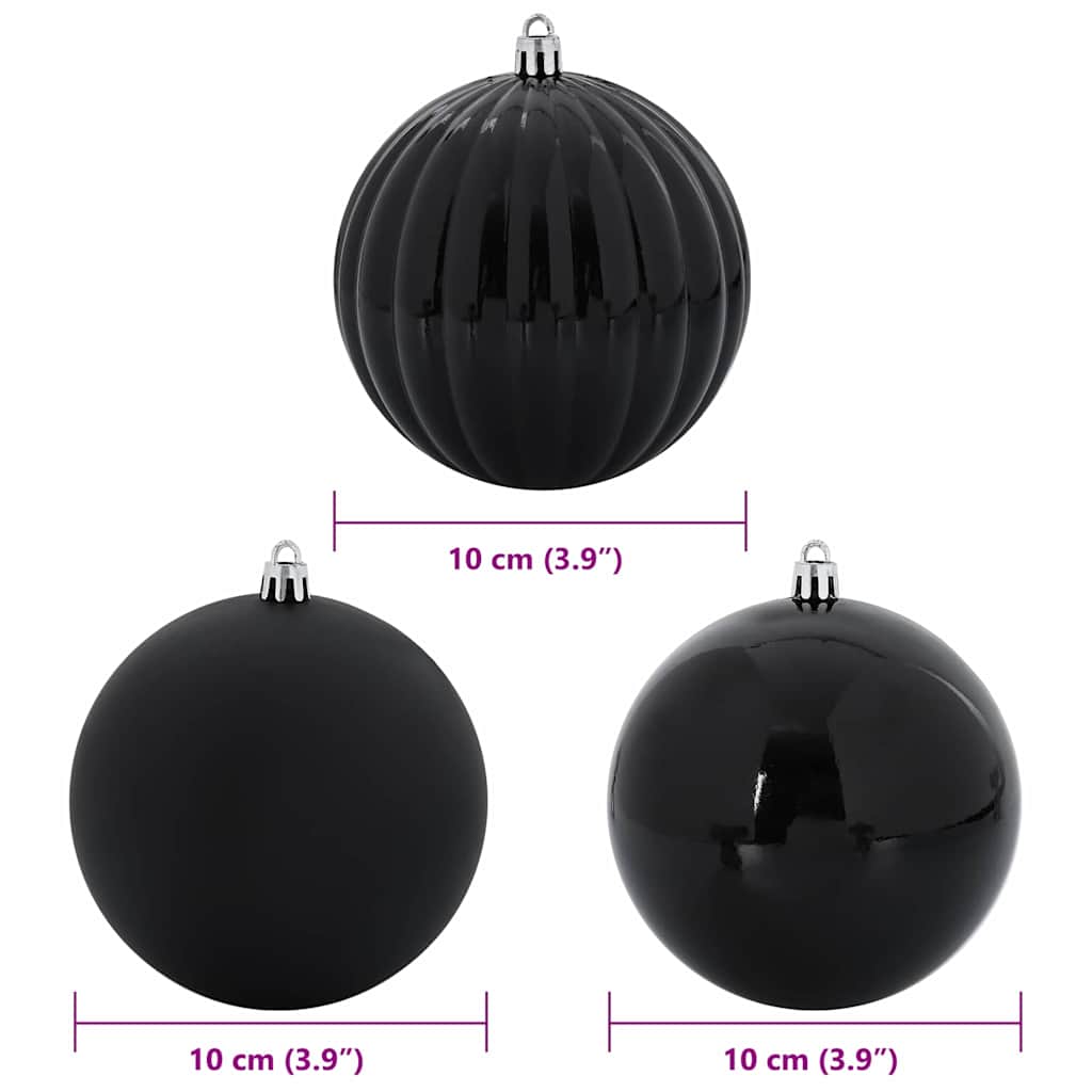 Christmas Bauble Set XL 15 pcs Black Plastic