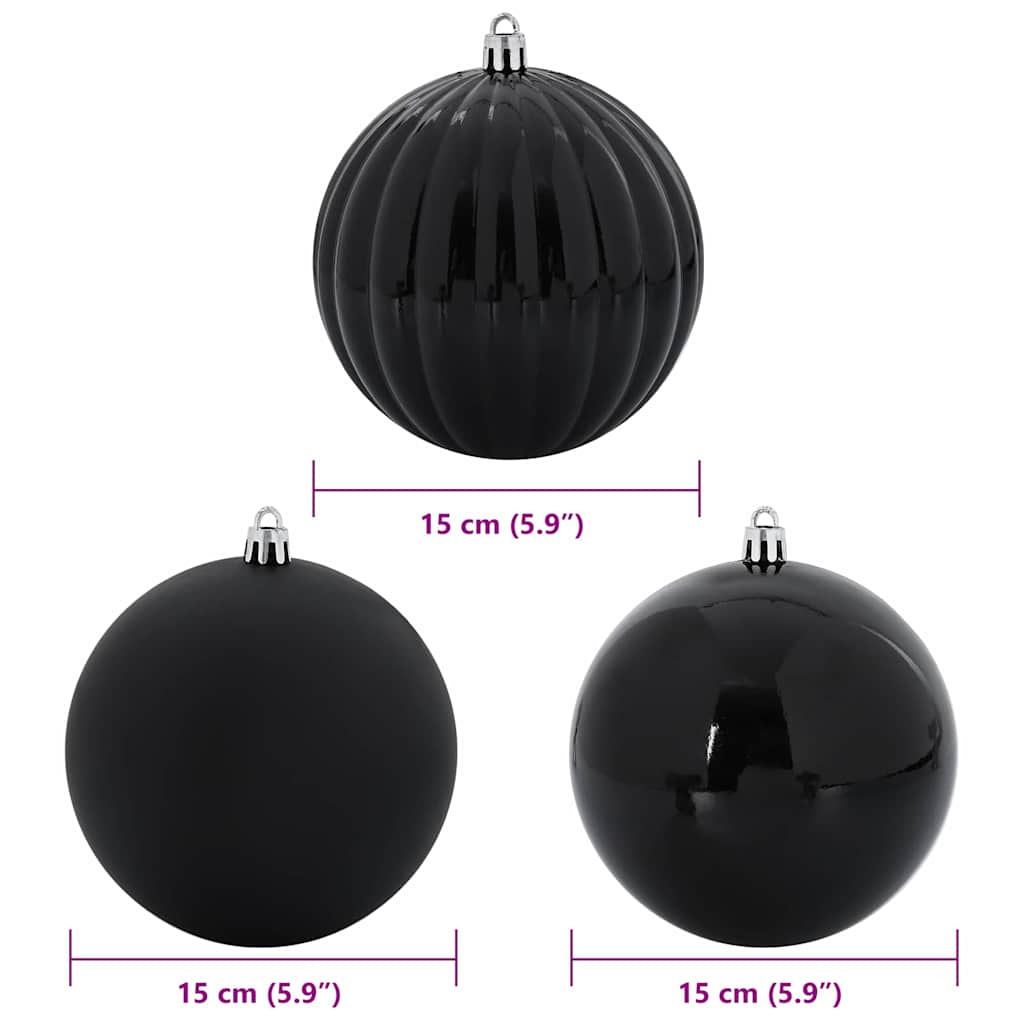 Christmas Bauble Set XL 9 pcs Black Plastic