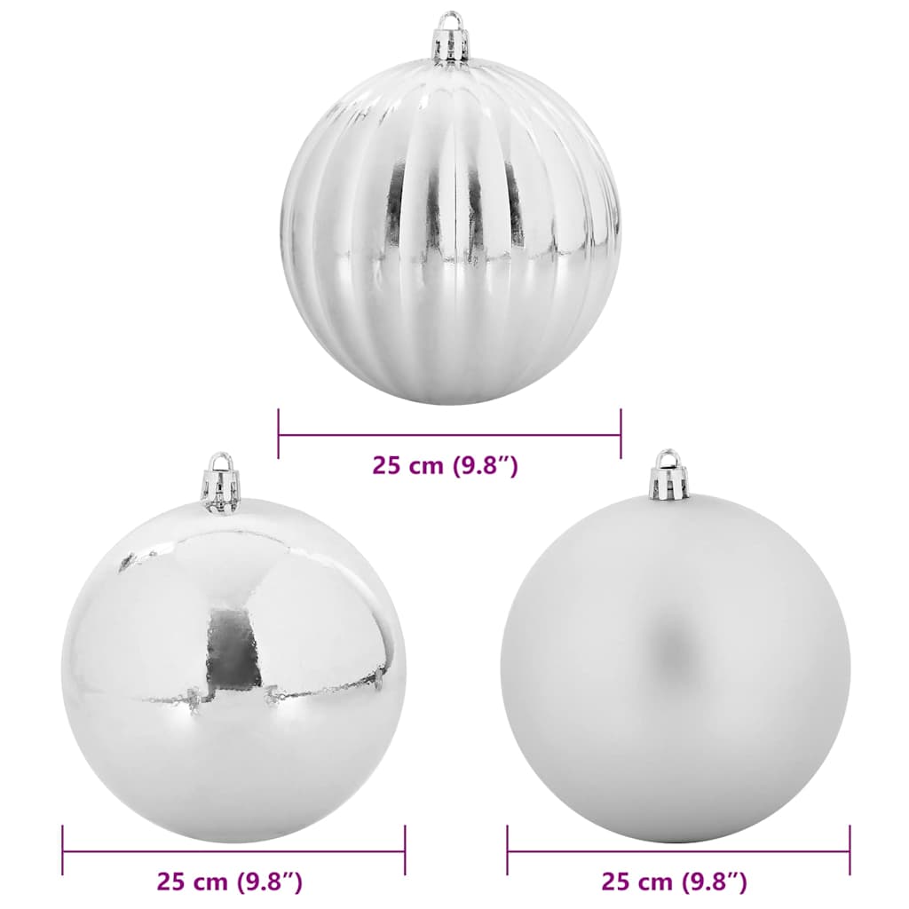 Christmas Bauble Set XXL 3 pcs Silver Plastic