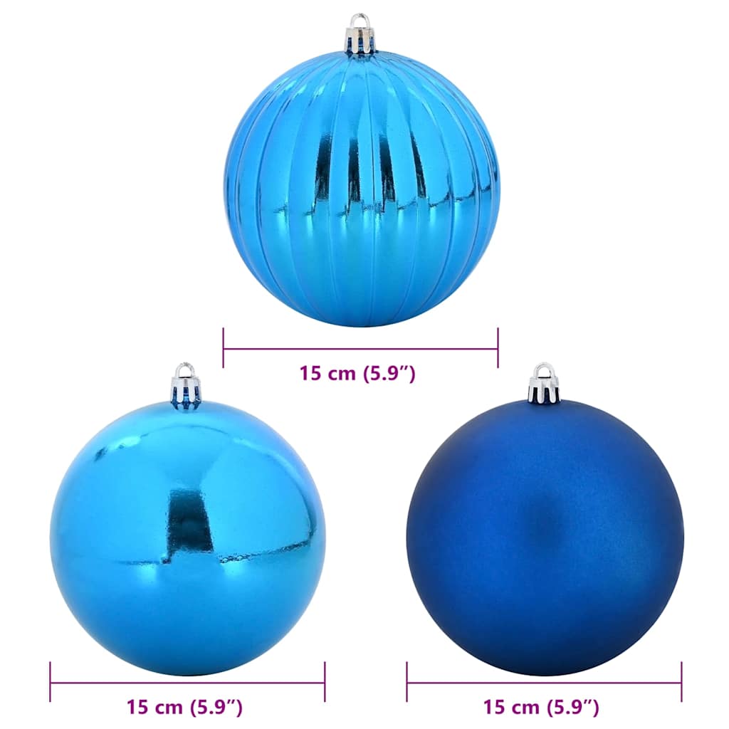 Christmas Bauble Set XL 9 pcs Blue Plastic