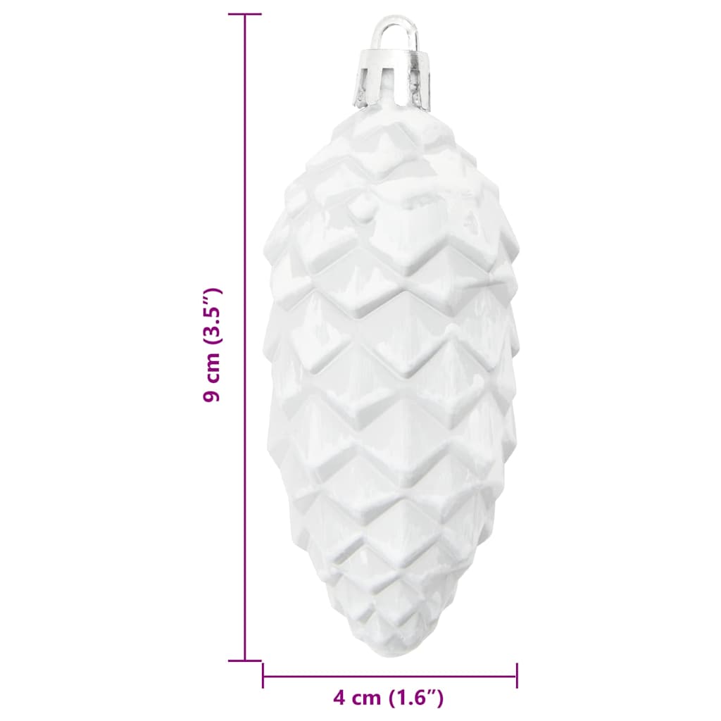 Christmas Pine Cone Ball 40 pcs White Plastic