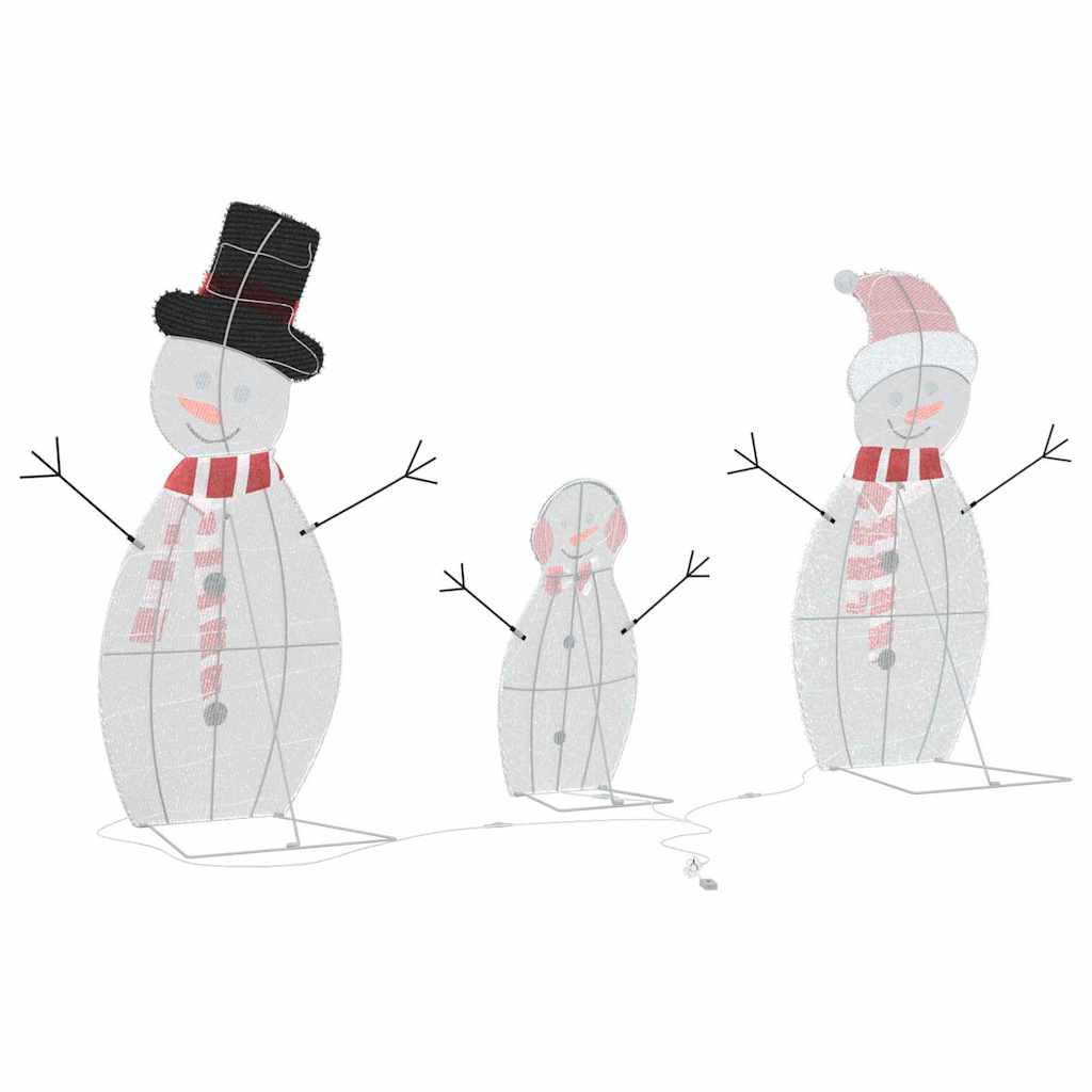Lighted Snowman Family 3 pcs Warm White Polyester