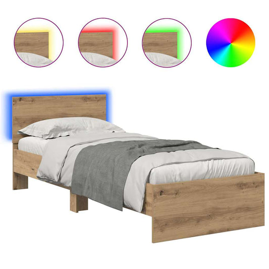 Bed Frame Artisan Oak 75 x 190 cm Engineered Wood Bed Frame Artisan Oak 75 x 190 cm Engineered Wood