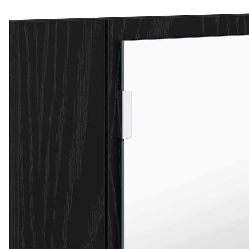 Bathroom Mirror Cabinet with Shelf Black Oak 80 x 12 x 45 cm