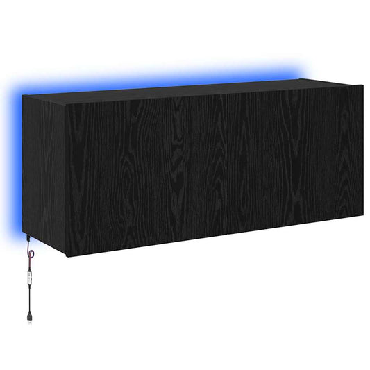 TV Wall Cabinet Black Oak 100 x 35 x 41 cm Engineered Wood TV Wall Cabinet Black Oak 100 x 35 x 41 cm Engineered Wood