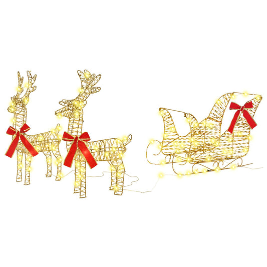 Reindeer Pull Sleigh 160 LEDs Warm White 30 x 12 x 55 cm PET Reindeer Pull Sleigh 160 LEDs Warm White 30 x 12 x 55 cm PET