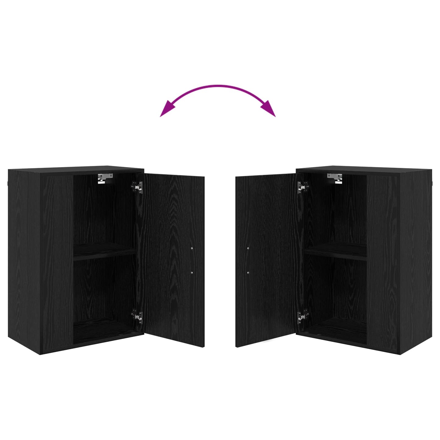 TV Cabinet Set Wall-mounted 4 pcs Black Oak Engineered wood