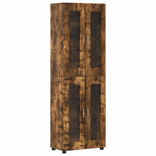 Highboard FLORIN Smoked Oak 60 x 35 x 182 cm Engineered Wood Highboard FLORIN Smoked Oak 60 x 35 x 182 cm Engineered Wood