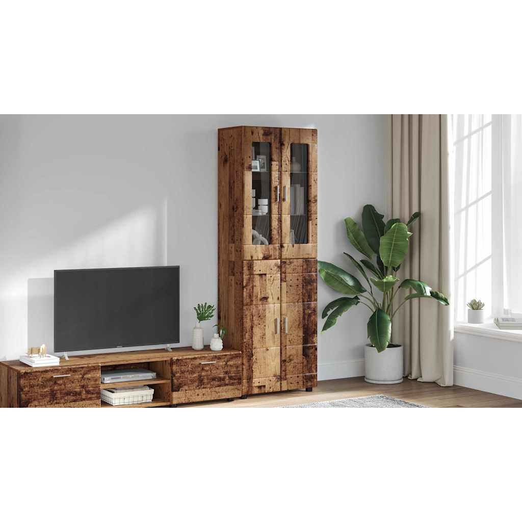 Highboard FLORIN Old Wood 60 x 35 x 182 cm Engineered Wood