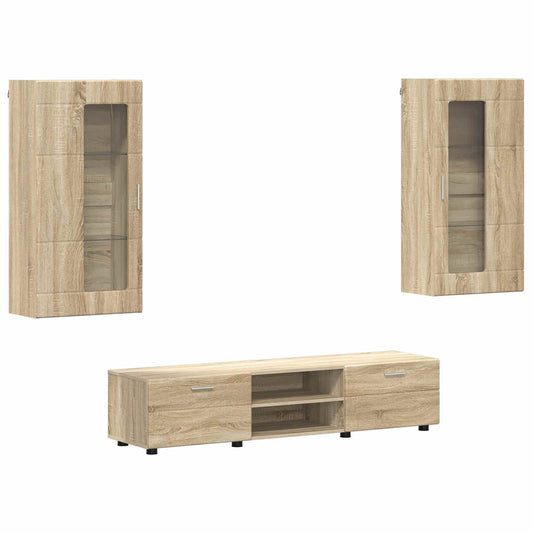 TV Cabinet Set FLORIN 3 pcs Sonoma Oak Engineered Wood TV Cabinet Set FLORIN 3 pcs Sonoma Oak Engineered Wood