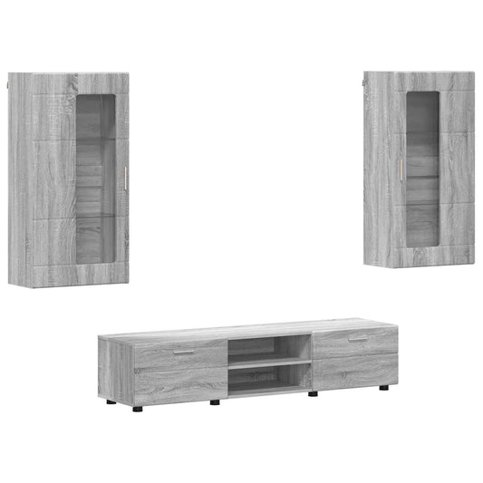TV Cabinet Set FLORIN 3 pcs Grey Sonoma Engineered Wood TV Cabinet Set FLORIN 3 pcs Grey Sonoma Engineered Wood