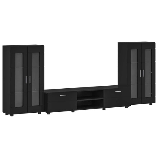 TV Cabinet Set with Drawer FLORIN 3 pcs Black Engineered Wood TV Cabinet Set with Drawer FLORIN 3 pcs Black Engineered Wood