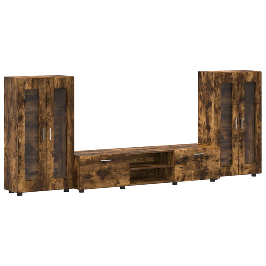 TV Cabinet Set FLORIN 3 pcs Smoked Oak Engineered Wood TV Cabinet Set FLORIN 3 pcs Smoked Oak Engineered Wood