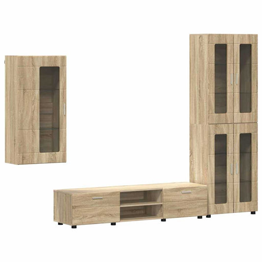 TV Cabinet Set FLORIN 3 pcs Sonoma Oak Engineered Wood TV Cabinet Set FLORIN 3 pcs Sonoma Oak Engineered Wood