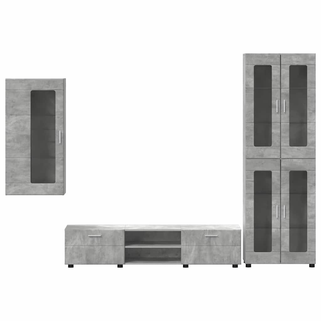 TV Cabinet Set FLORIN 3 pcs Concrete Grey Engineered Wood