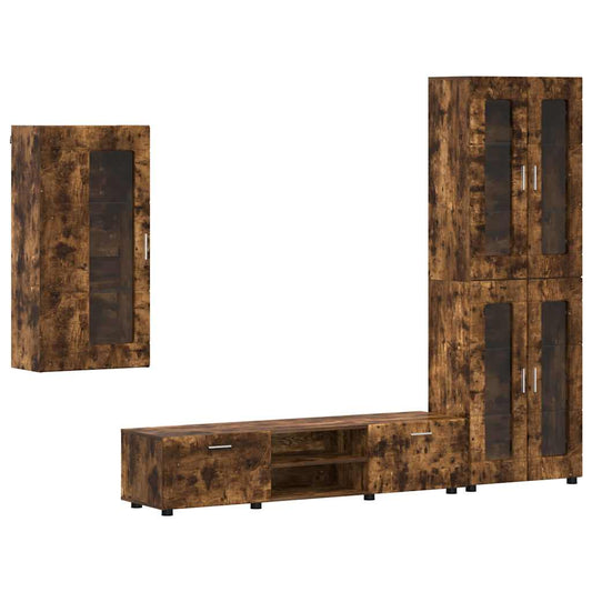 TV Cabinet Set FLORIN 3 pcs Smoked Oak Engineered Wood TV Cabinet Set FLORIN 3 pcs Smoked Oak Engineered Wood