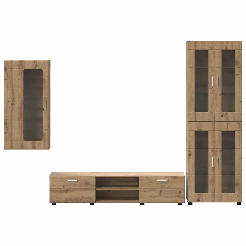 TV Cabinet Set FLORIN 3 pcs Artisan Oak Engineered Wood
