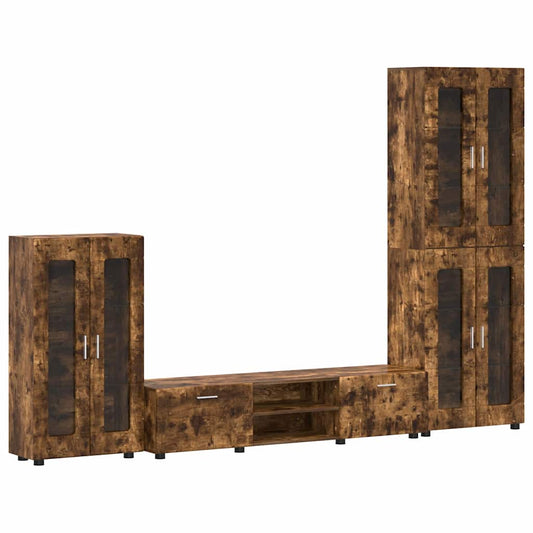 TV Cabinet Set FLORIN 3 pcs Smoked Oak Engineered Wood TV Cabinet Set FLORIN 3 pcs Smoked Oak Engineered Wood