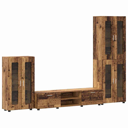 TV Cabinet Set with Shelf FLORIN 3 pcs Old Wood Engineered Wood TV Cabinet Set with Shelf FLORIN 3 pcs Old Wood Engineered Wood