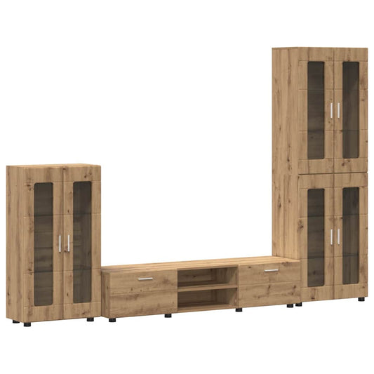 TV Cabinet Set FLORIN 3 pcs Artisan Oak Engineered Wood TV Cabinet Set FLORIN 3 pcs Artisan Oak Engineered Wood