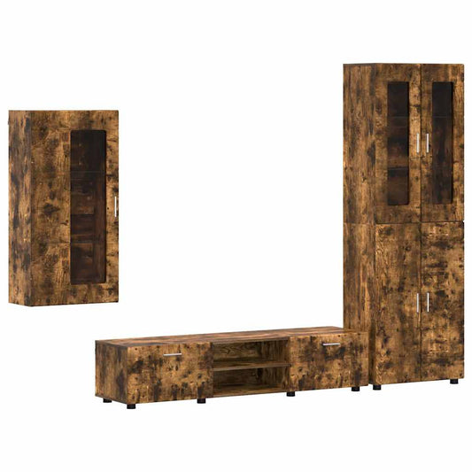 TV Cabinet Set FLORIN 3 pcs Smoked Oak Engineered Wood TV Cabinet Set FLORIN 3 pcs Smoked Oak Engineered Wood