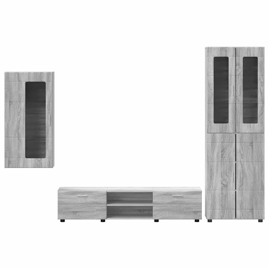 TV Cabinet Set FLORIN 3 pcs Grey Sonoma Engineered Wood