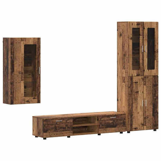 TV Cabinet Set with Shelf FLORIN 3 pcs Old Wood Engineered Wood TV Cabinet Set with Shelf FLORIN 3 pcs Old Wood Engineered Wood