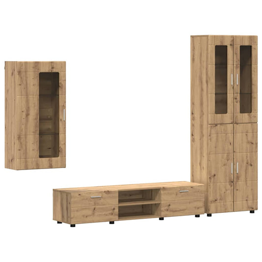 TV Cabinet Set FLORIN 3 pcs Artisan Oak Engineered Wood TV Cabinet Set FLORIN 3 pcs Artisan Oak Engineered Wood