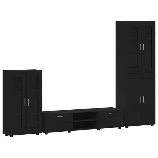 TV Cabinet Set with Drawer FLORIN 3 pcs Black Engineered Wood TV Cabinet Set with Drawer FLORIN 3 pcs Black Engineered Wood