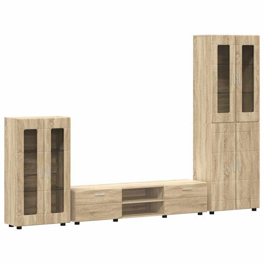 TV Cabinet Set FLORIN 3 pcs Sonoma Oak Engineered Wood TV Cabinet Set FLORIN 3 pcs Sonoma Oak Engineered Wood