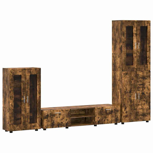 TV Cabinet Set FLORIN 3 pcs Smoked Oak Engineered Wood TV Cabinet Set FLORIN 3 pcs Smoked Oak Engineered Wood