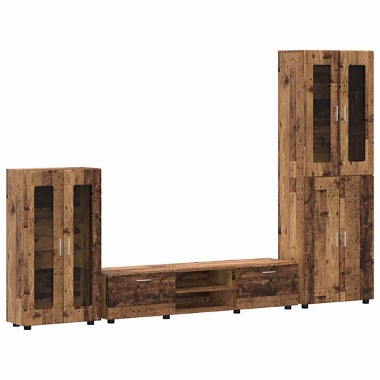 TV Cabinet Set with Shelf FLORIN 3 pcs Old Wood Engineered Wood TV Cabinet Set with Shelf FLORIN 3 pcs Old Wood Engineered Wood